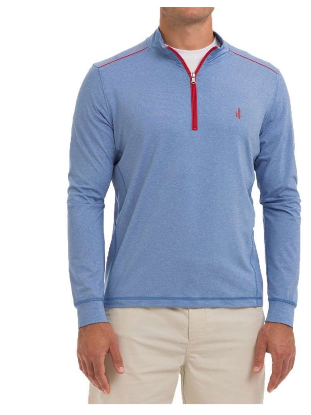 johnnie-O Sky Blue Quarter-Zip Pullover with Red Trim